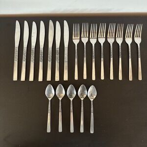 Vintage National Stainless Rose Serenade Flatware Lot 20pc Korea Floral Rose MCM